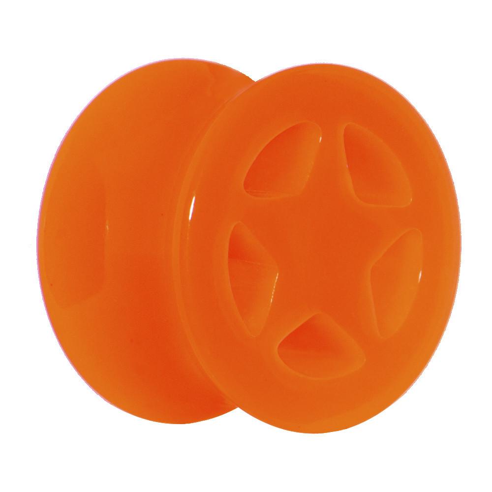 BodyCandy Acrylic Neon Orange Star Tunnel Plug 2G to 20mm — alternative angle