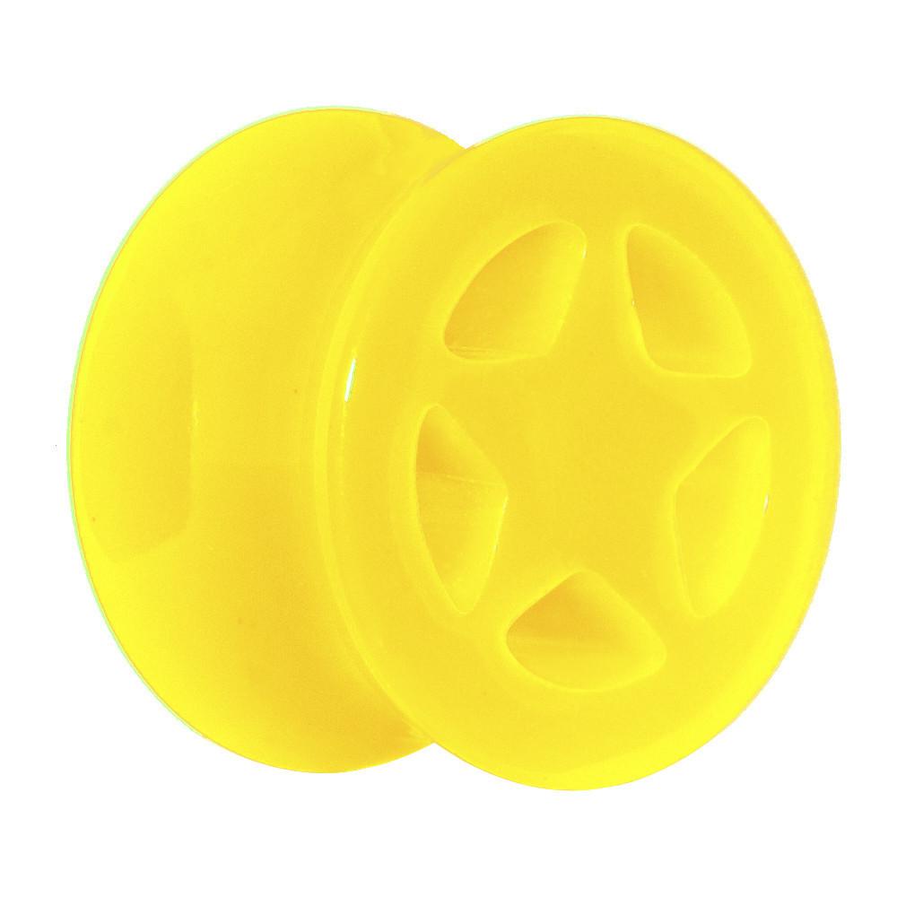 BodyCandy Acrylic Neon Yellow Star Tunnel Plug 2G to 20mm — alternative angle