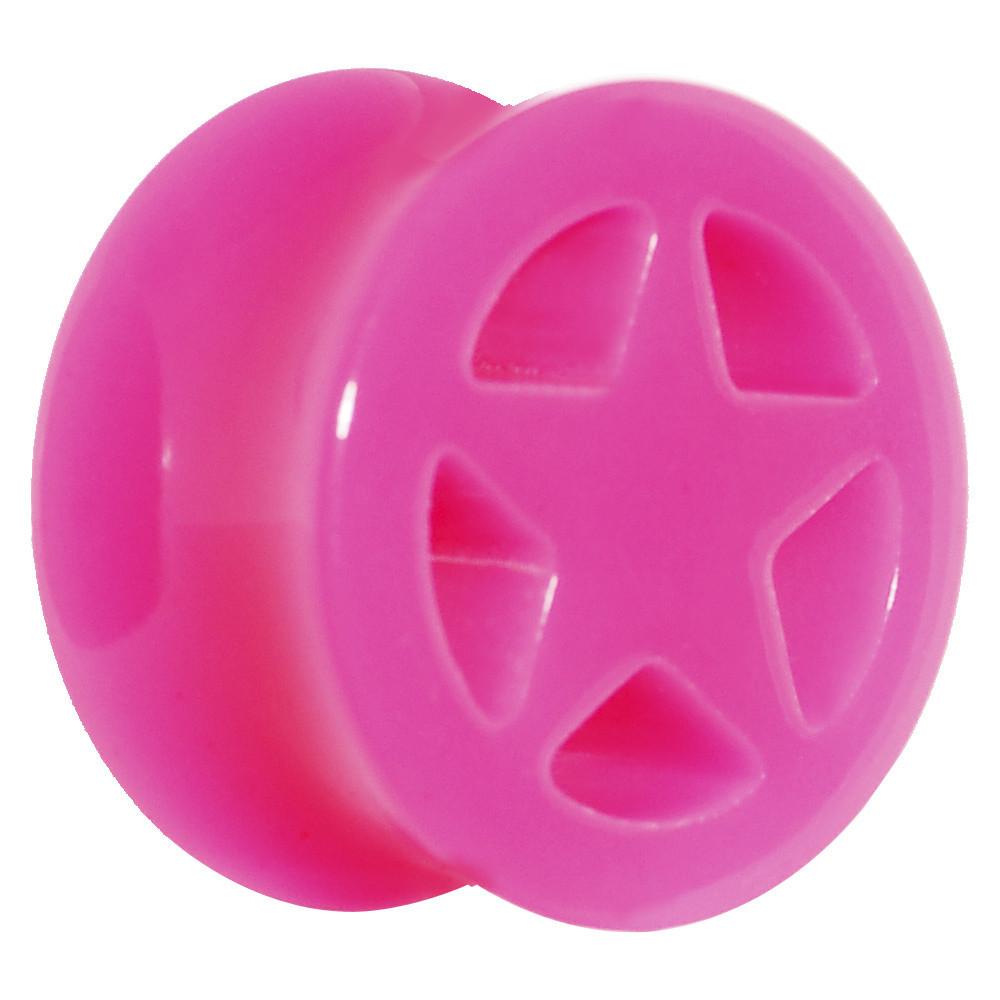 BodyCandy Acrylic Neon Pink Star Tunnel Plug 2G to 20mm — alternative angle