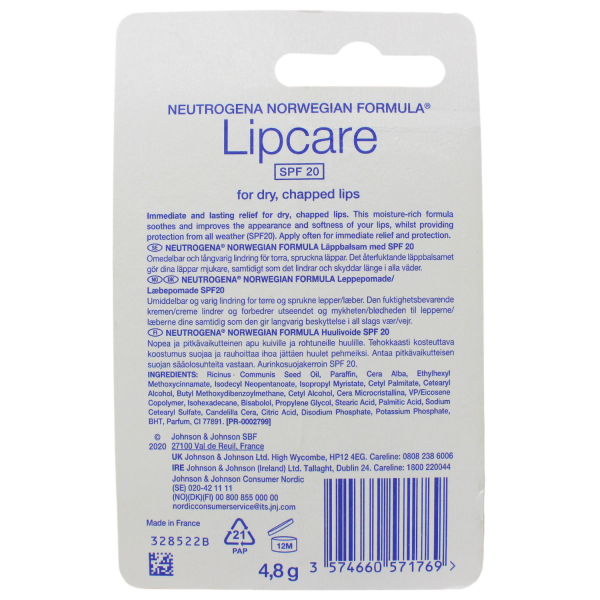 Neutrogena Lip Care SPF 20 - Moisturizing Balm | 4.8g