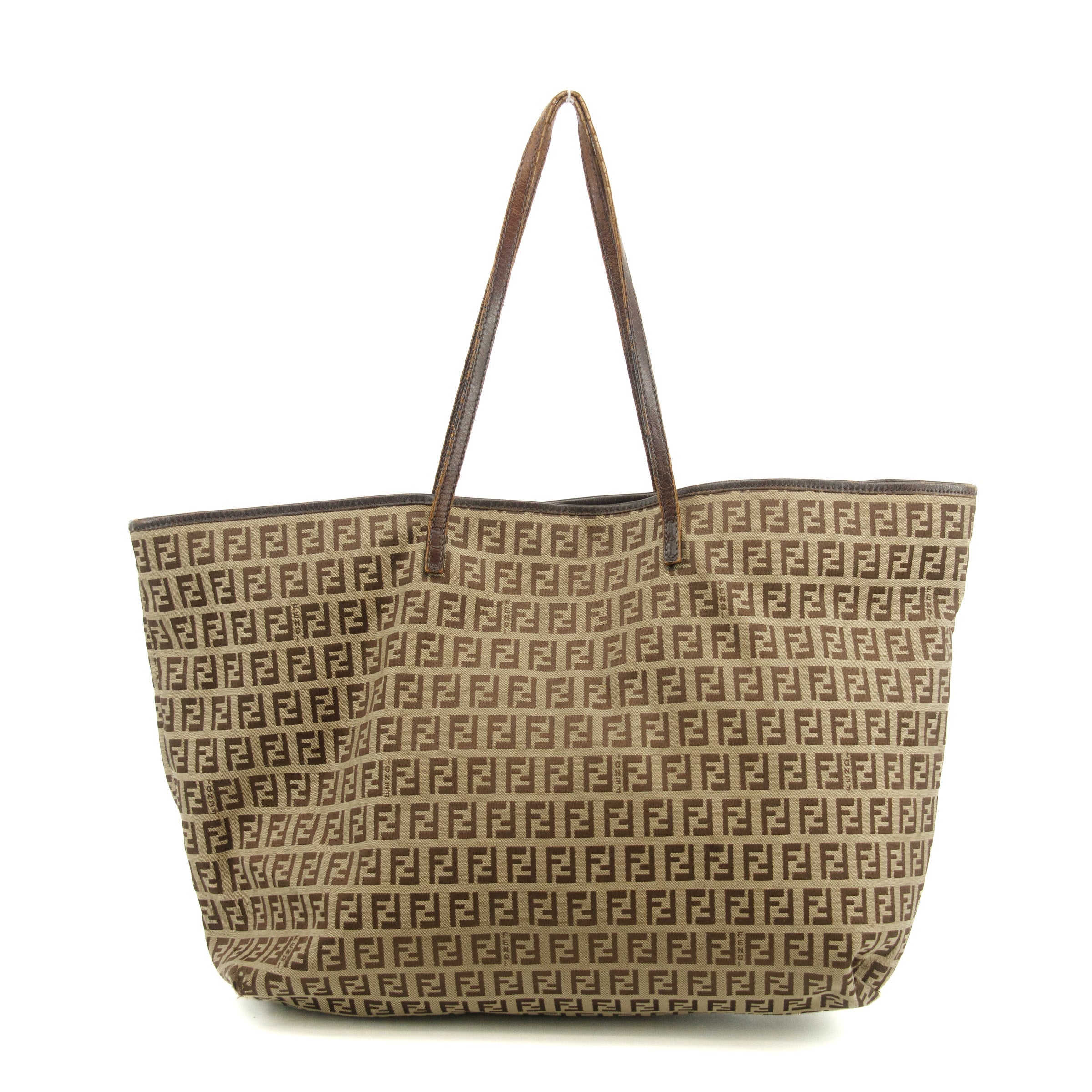 Bolt Boutique Fendi FF Zucchino Patter Beige Shoulder Bag  #3579 — detail close-up