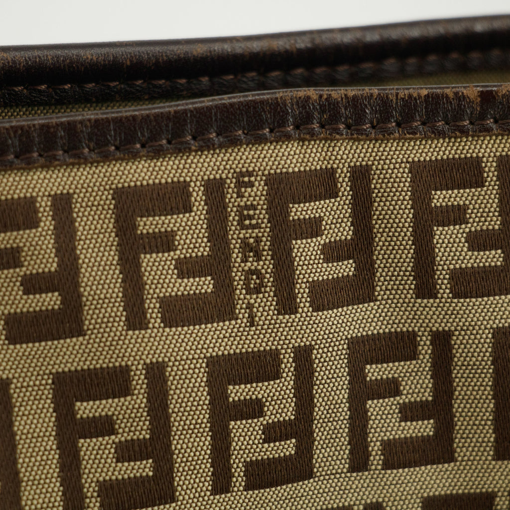 Bolt Boutique Fendi FF Zucchino Patter Beige Shoulder Bag  #3579 — side view