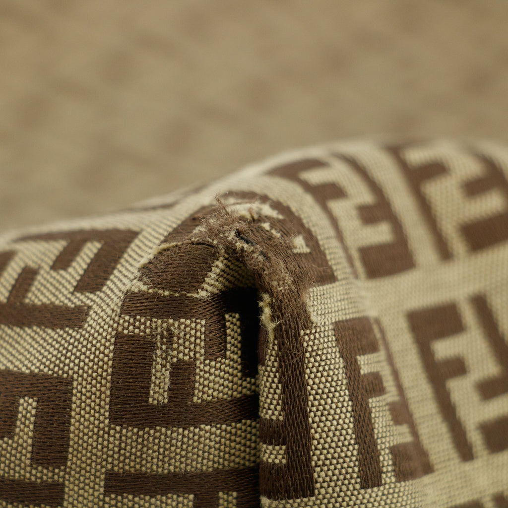 Bolt Boutique Fendi FF Zucchino Patter Beige Shoulder Bag  #3579 — back view