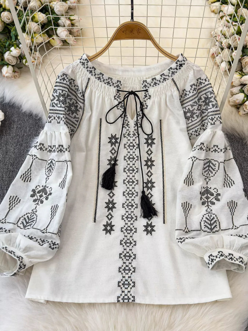 Tie Neck Long Sleeve Blouse