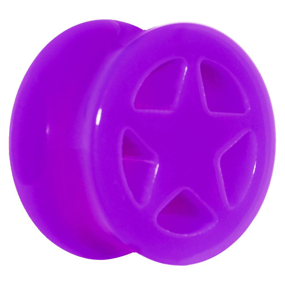 BodyCandy Acrylic Neon Purple Star Tunnel Plug 2G to 20mm — in-use photo