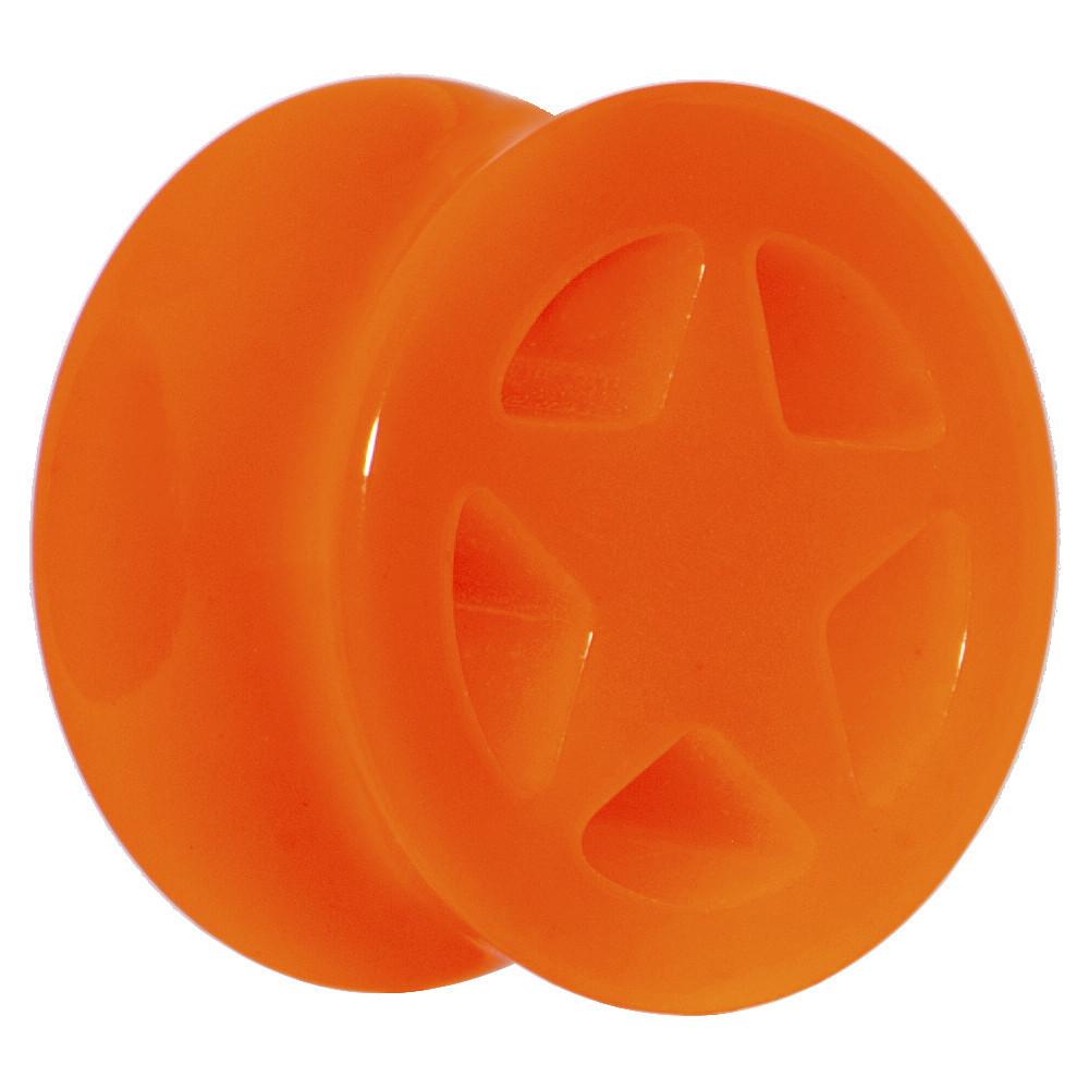BodyCandy Acrylic Neon Orange Star Tunnel Plug 2G to 20mm — color detail