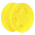 BodyCandy Acrylic Neon Yellow Star Tunnel Plug 2G to 20mm — in-use photo