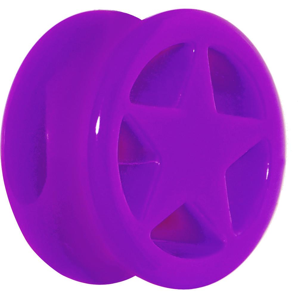 BodyCandy Acrylic Neon Purple Star Tunnel Plug 2G to 20mm — color detail