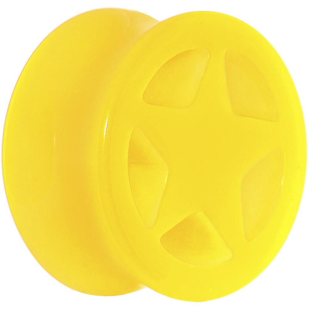 BodyCandy Acrylic Neon Yellow Star Tunnel Plug 2G to 20mm — size reference