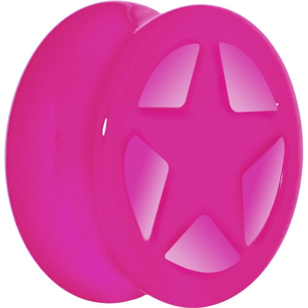BodyCandy Acrylic Neon Pink Star Tunnel Plug 2G to 20mm — size reference