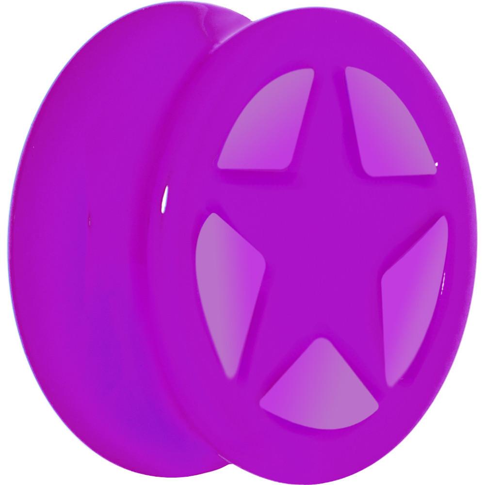 BodyCandy Acrylic Neon Purple Star Tunnel Plug 2G to 20mm — size reference