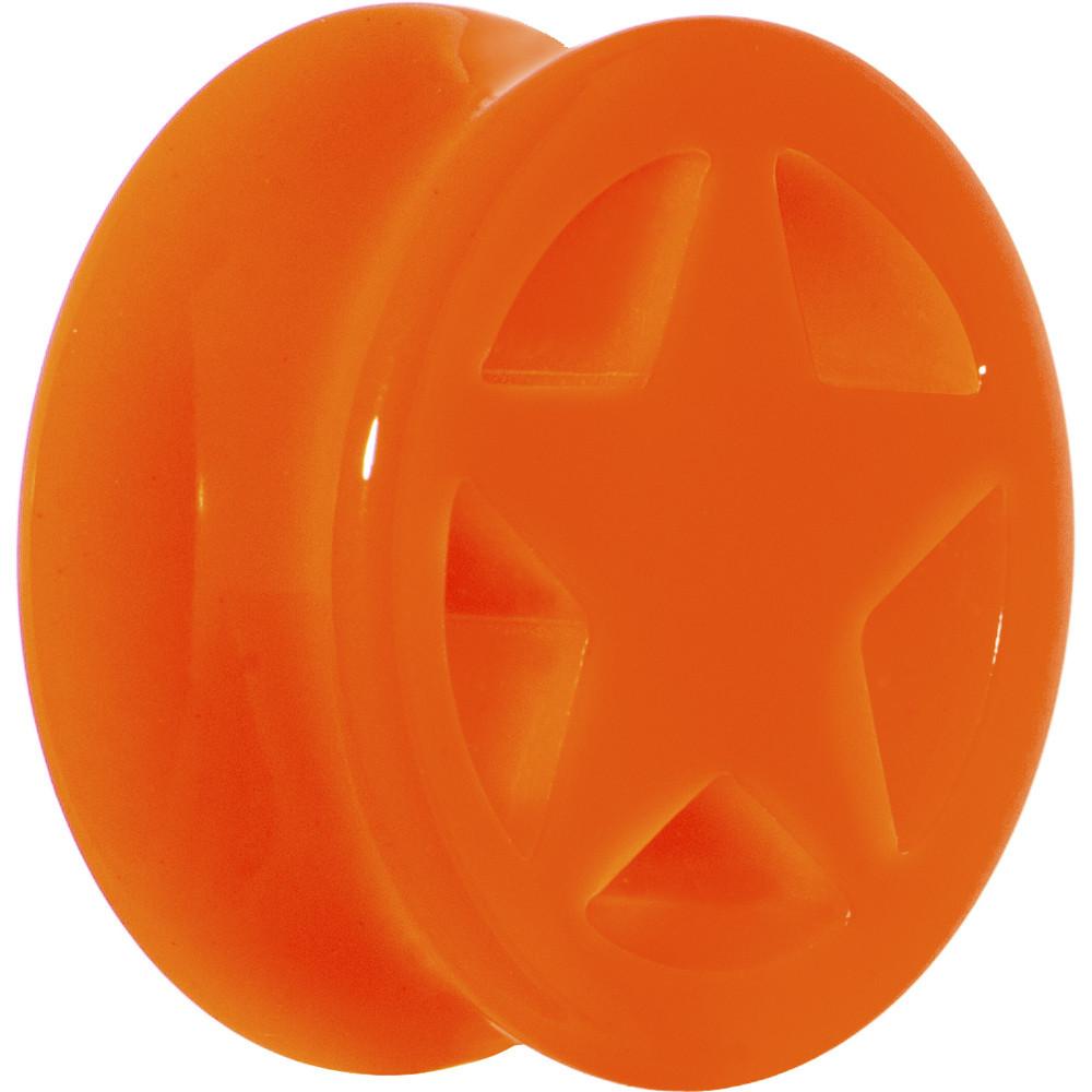 BodyCandy Acrylic Neon Orange Star Tunnel Plug 2G to 20mm — size reference
