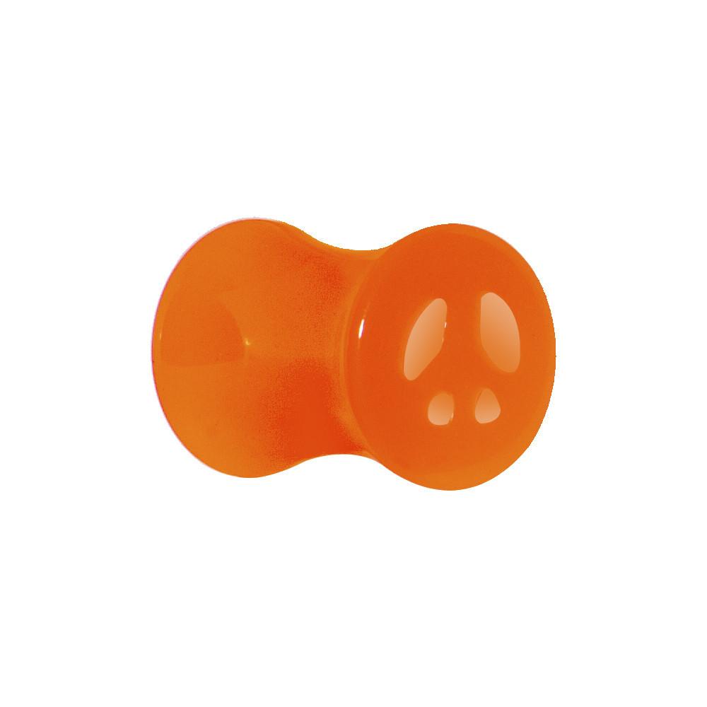 BodyCandy Acrylic Neon Orange Peace Sign Tunnel Plug 2G to 20mm — side view