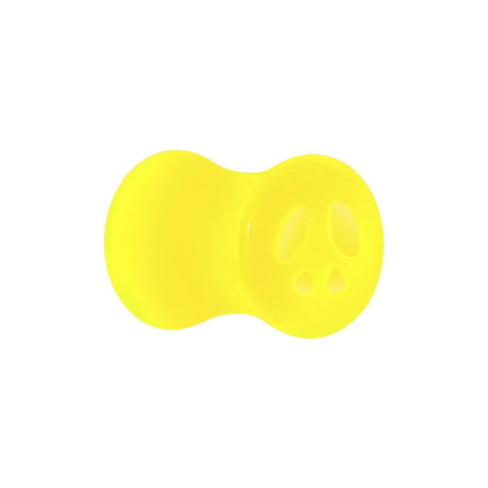 BodyCandy Acrylic Neon Yellow Peace Sign Tunnel Plug 2G to 20mm — side view