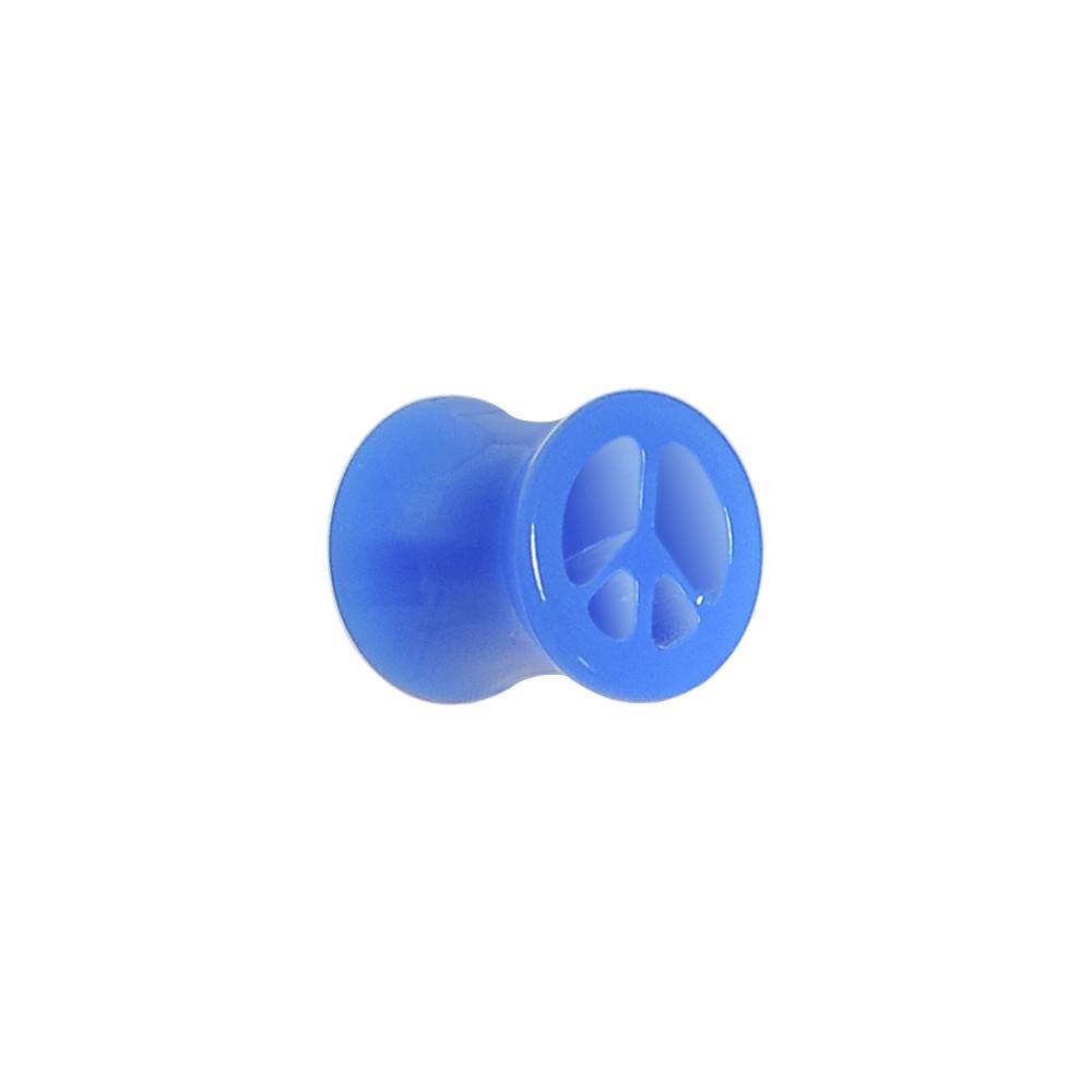 BodyCandy Acrylic Neon Blue Peace Sign Tunnel Plug 2G to 20mm — in-use photo