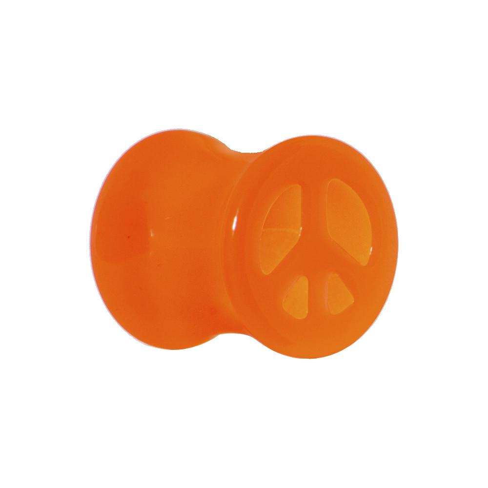 BodyCandy Acrylic Neon Orange Peace Sign Tunnel Plug 2G to 20mm — lifestyle context