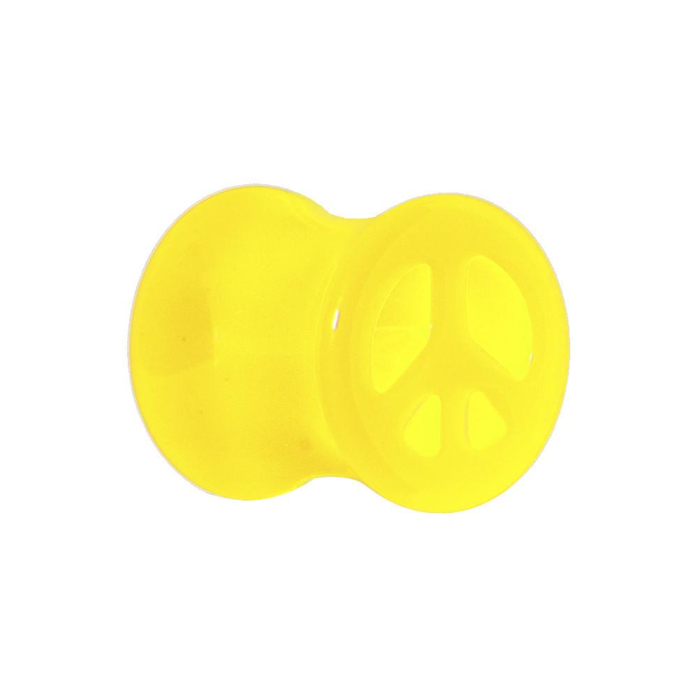 BodyCandy Acrylic Neon Yellow Peace Sign Tunnel Plug 2G to 20mm — lifestyle context