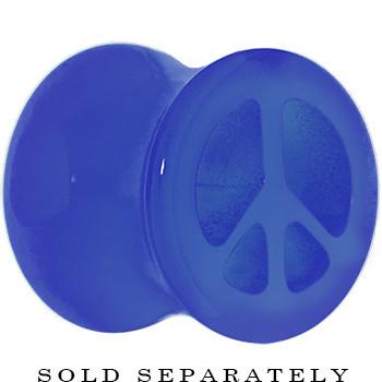BodyCandy Acrylic Neon Blue Peace Sign Tunnel Plug 2G to 20mm — main product shot