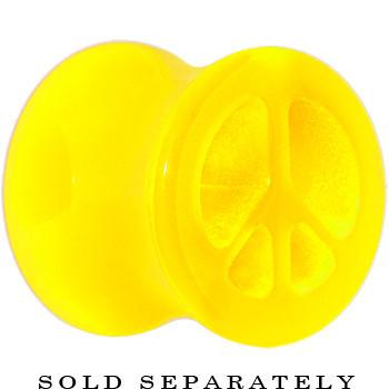BodyCandy Acrylic Neon Yellow Peace Sign Tunnel Plug 2G to 20mm — main product shot