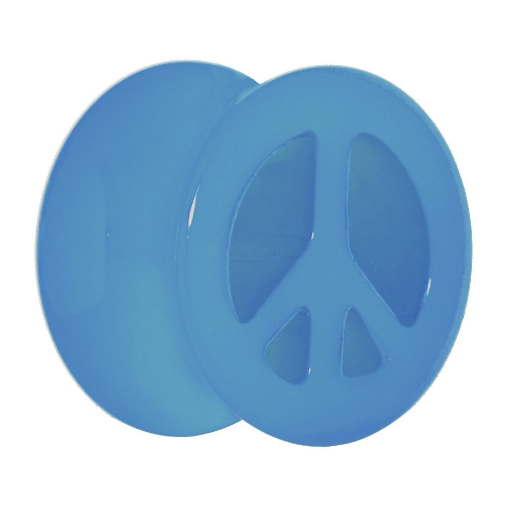 BodyCandy Acrylic Neon Blue Peace Sign Tunnel Plug 2G to 20mm — size reference