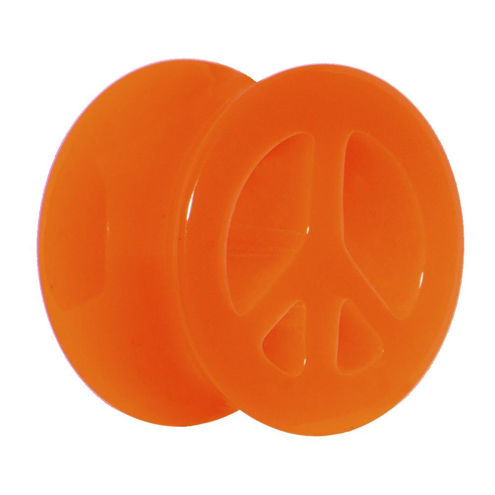 BodyCandy Acrylic Neon Orange Peace Sign Tunnel Plug 2G to 20mm — alternative angle