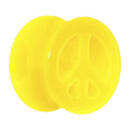 BodyCandy Acrylic Neon Yellow Peace Sign Tunnel Plug 2G to 20mm — alternative angle