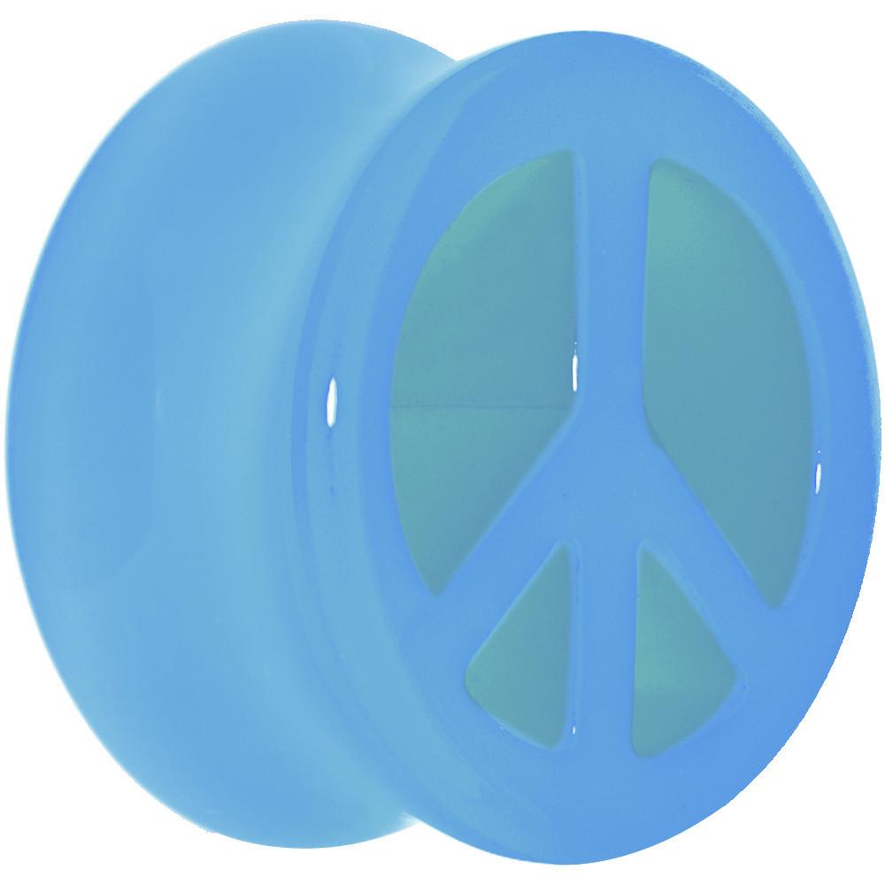 BodyCandy Acrylic Neon Blue Peace Sign Tunnel Plug 2G to 20mm — packaging