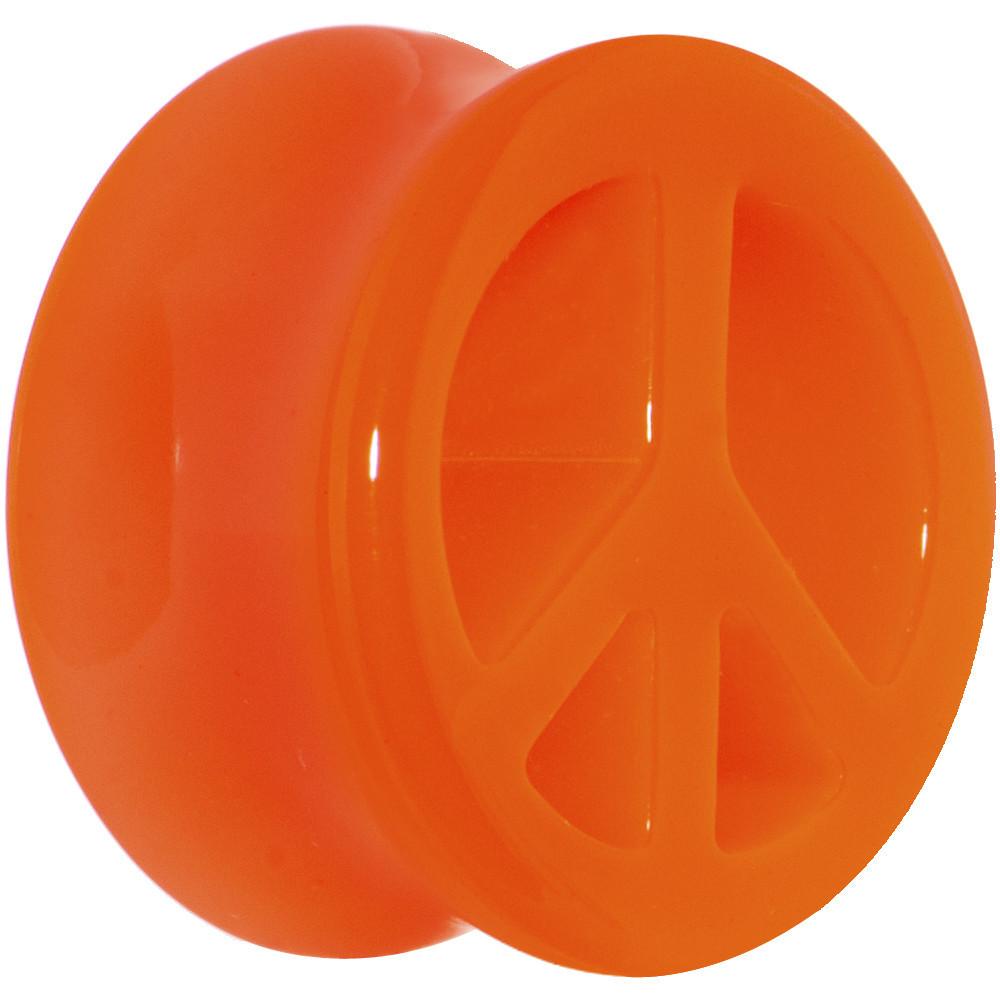 BodyCandy Acrylic Neon Orange Peace Sign Tunnel Plug 2G to 20mm — size reference