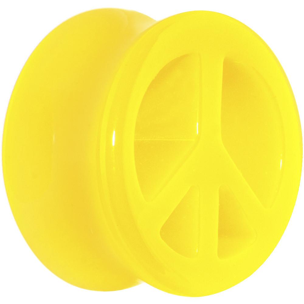 BodyCandy Acrylic Neon Yellow Peace Sign Tunnel Plug 2G to 20mm — size reference
