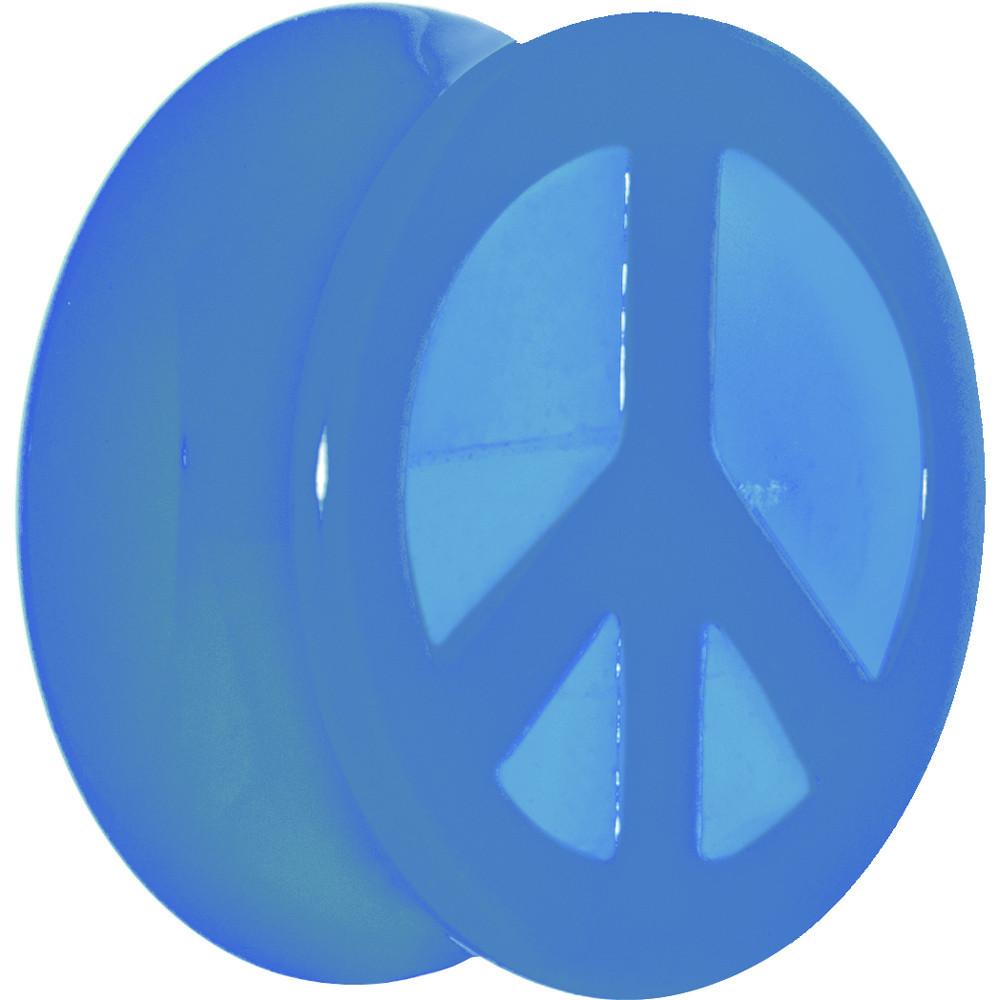 BodyCandy Acrylic Neon Blue Peace Sign Tunnel Plug 2G to 20mm — comparison shot
