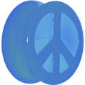 BodyCandy Acrylic Neon Blue Peace Sign Tunnel Plug 2G to 20mm — comparison shot