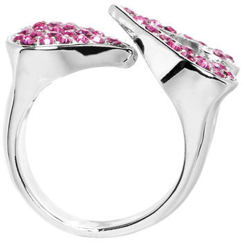 BodyCandy Pink Gem Heartbreaker Heart Adjustable Ring — detail close-up