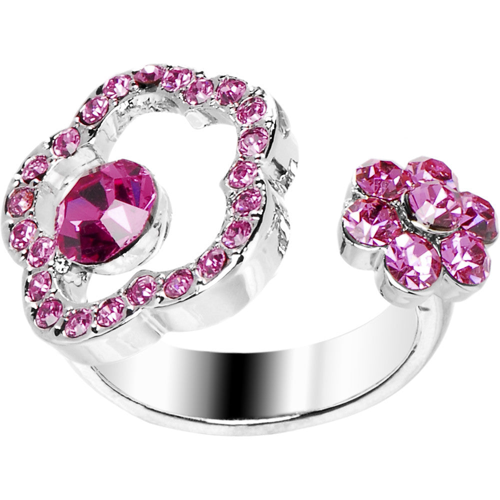 BodyCandy Pink Jeweled Flower Adjustable Ring — main product shot