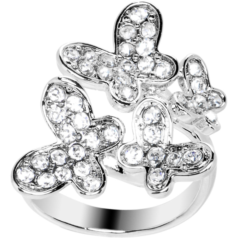 BodyCandy Clear Jeweled Cluster Butterfly Adjustable Ring — main product shot