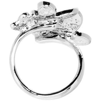BodyCandy Pink Jeweled Cluster Butterfly Adjustable Ring — detail close-up