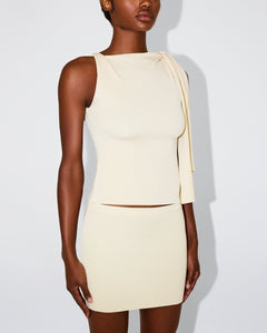 Sueded Stretch Knotted Top | Stone