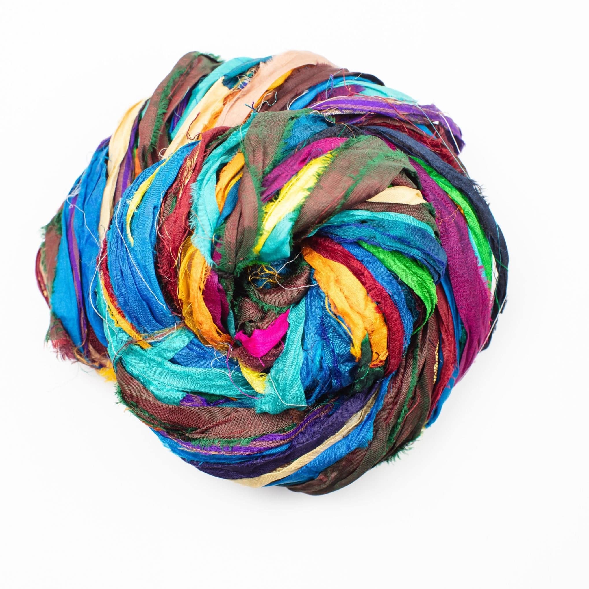 Darn Good Yarn Sari Silk Ribbon - "At the Bahamas" — detail close-up