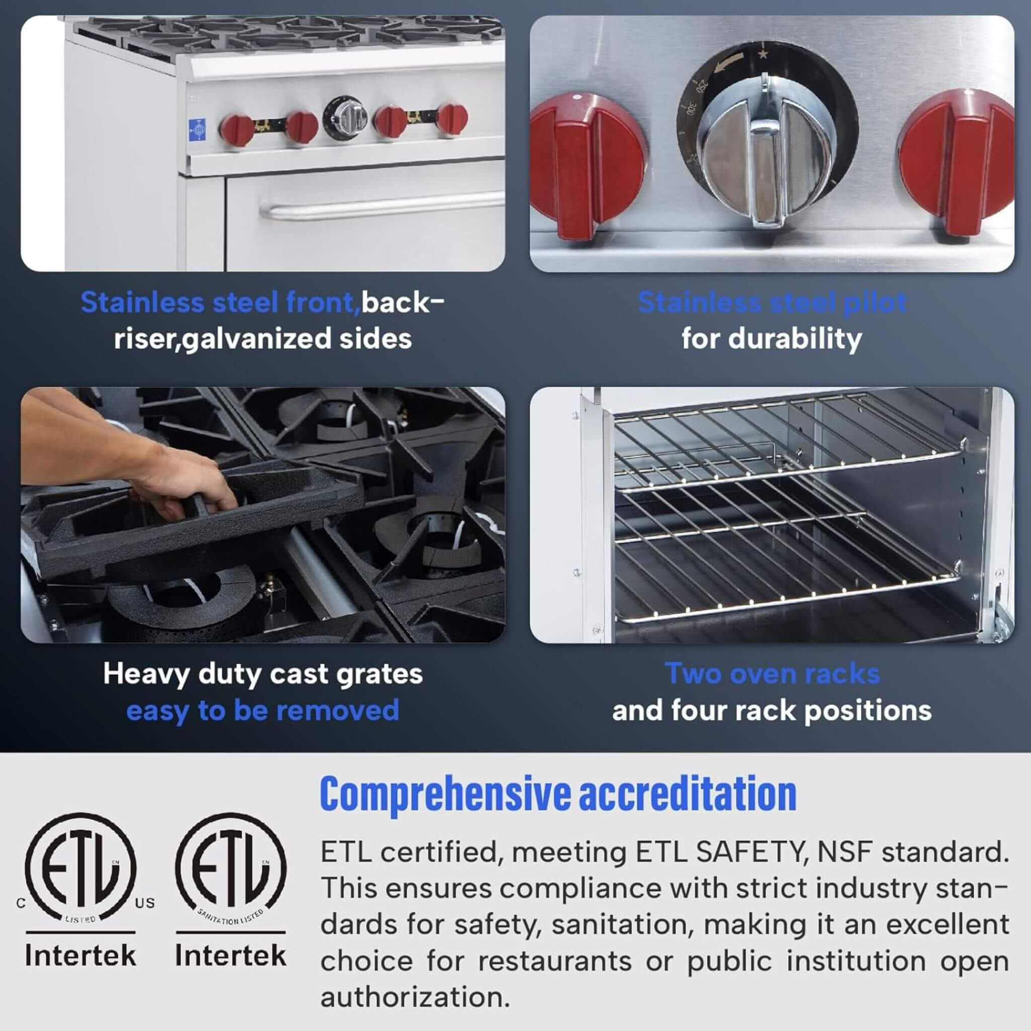 36-Inch Commercial 210K BTU 6-Burner Stainless Steel Freestanding Gas Range (SAK85603) – SAKSBY WHOLESALE, view 3