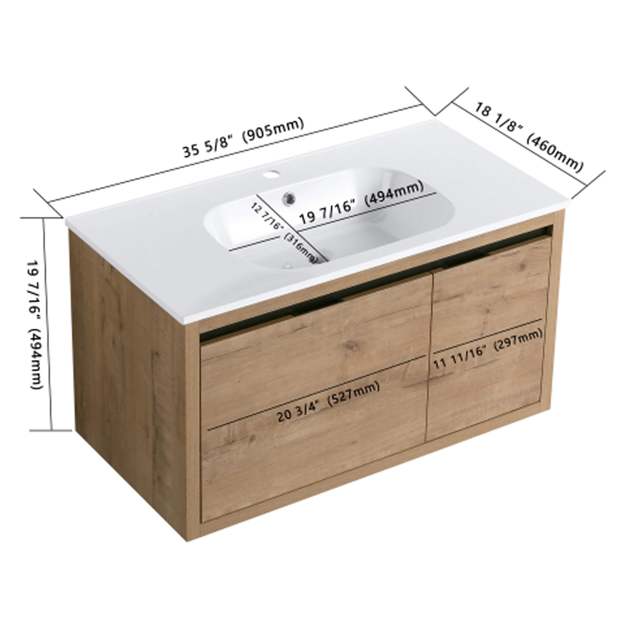 Nuvia Floating Bathroom Vanity With Resin Sink Soft Close Doors (SAK82560) – SAKSBY WHOLESALE, view 15