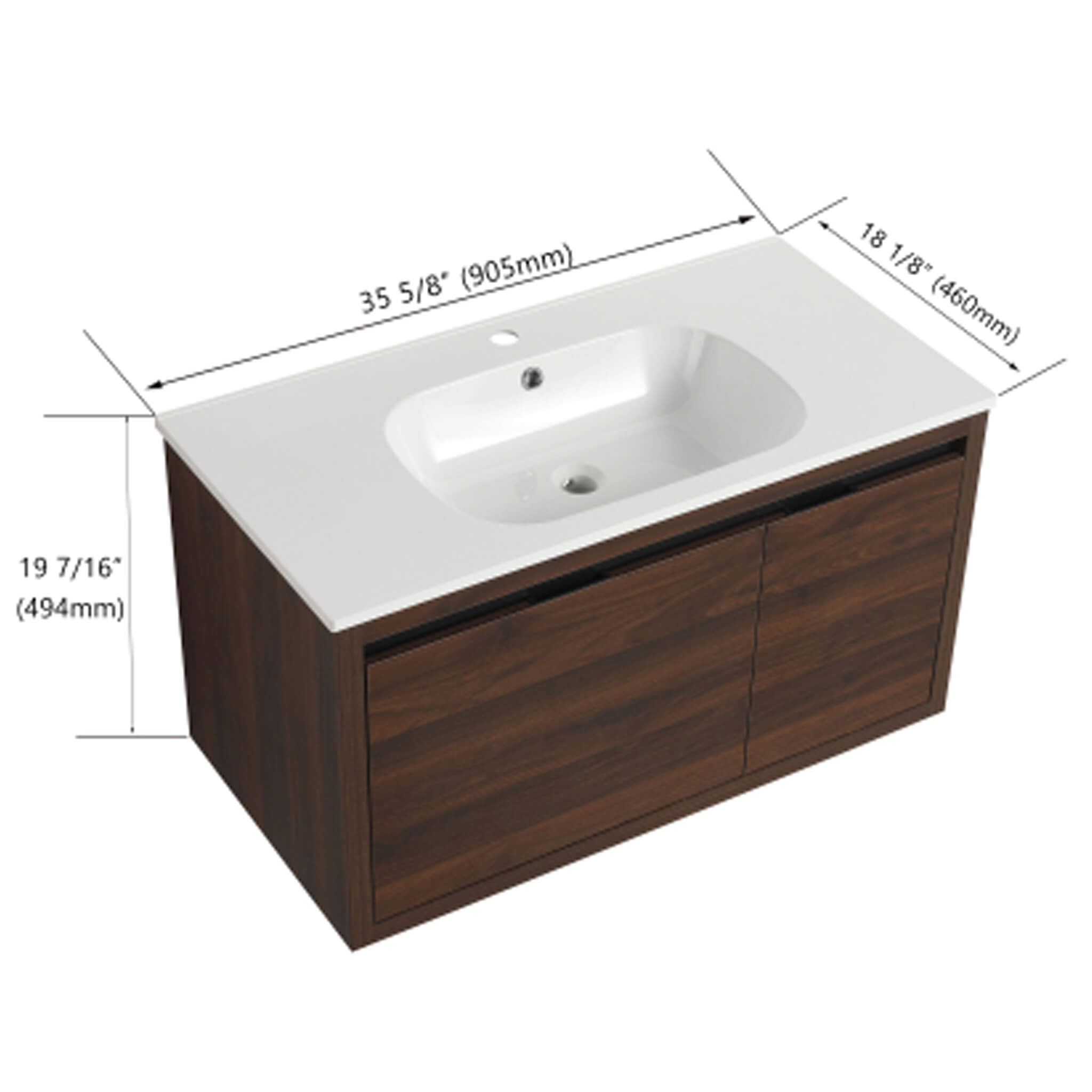 Nuvia Floating Bathroom Vanity With Resin Sink Soft Close Doors (SAK82560) – SAKSBY WHOLESALE, view 14