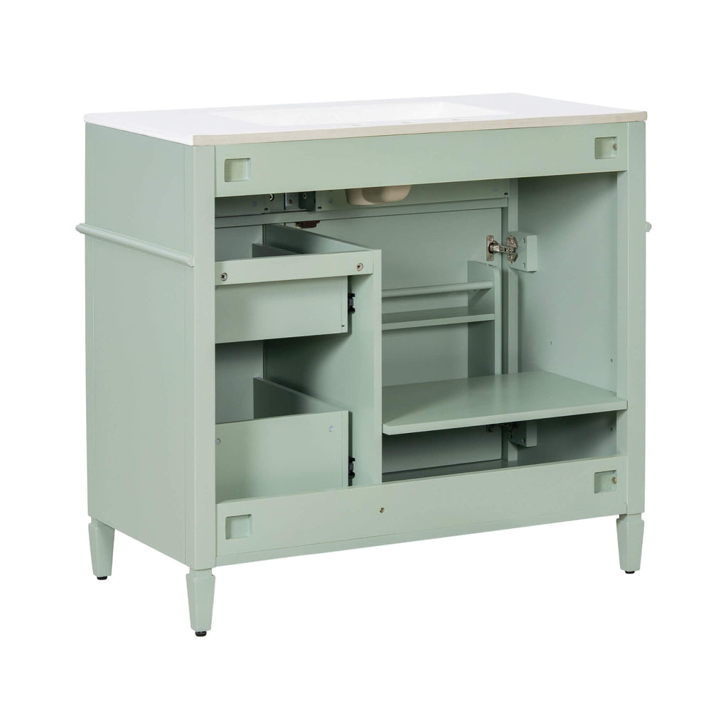 Nuvia 36-Inch Freestanding Bathroom Vanity With Ceramic Sink And Storage Cabinets [Faucet Not Included] (SAK41792) – SAKSBY W