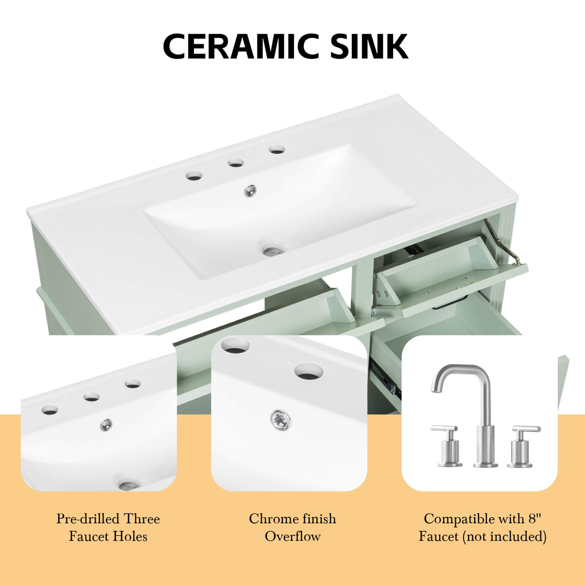 Nuvia 36-Inch Freestanding Bathroom Vanity With Ceramic Sink And Storage Cabinets [Faucet Not Included] (SAK41792) – SAKSBY W
