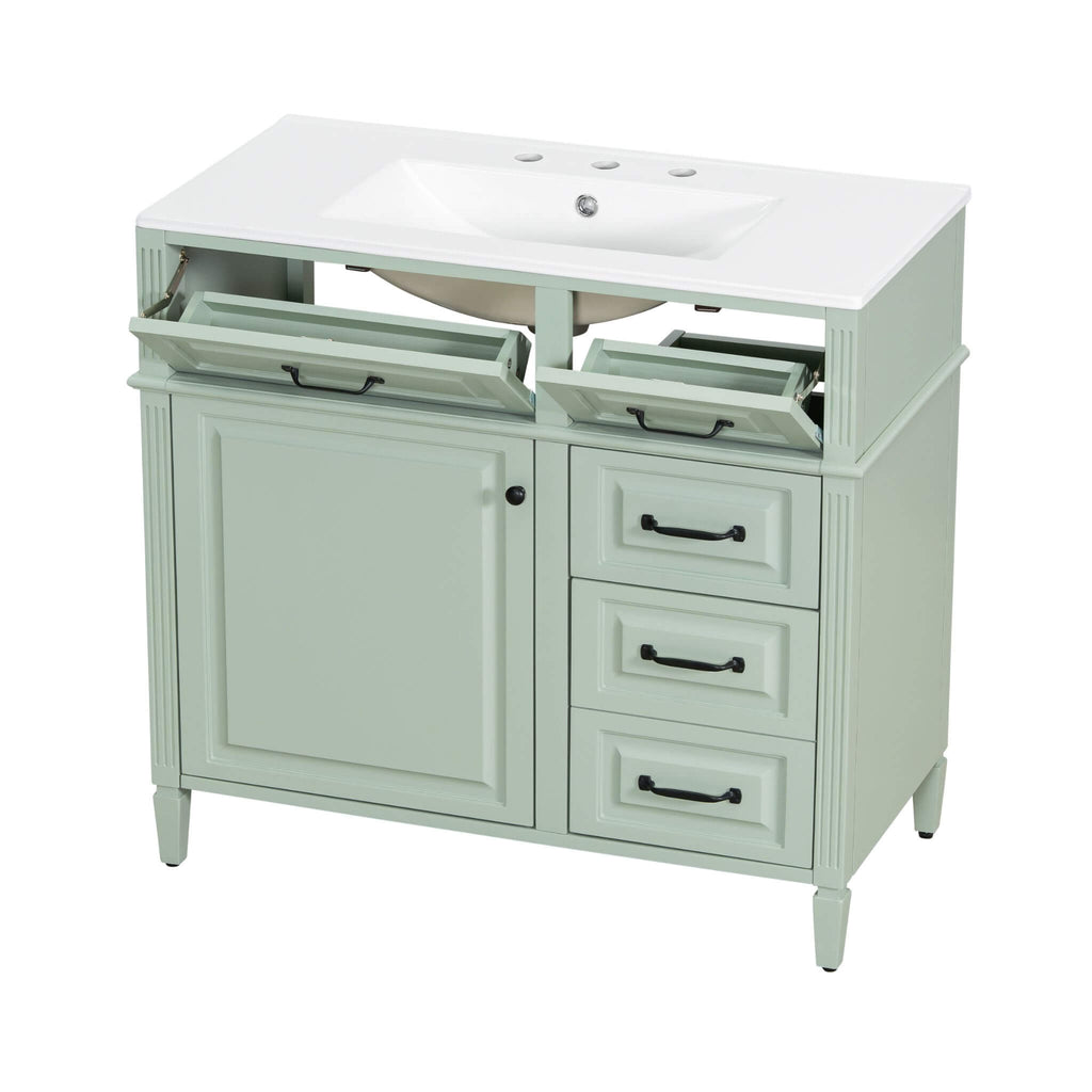 Nuvia 36-Inch Freestanding Bathroom Vanity With Ceramic Sink And Storage Cabinets [Faucet Not Included] (SAK41792) – SAKSBY W