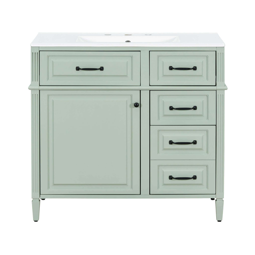 Nuvia 36-Inch Freestanding Bathroom Vanity With Ceramic Sink And Storage Cabinets [Faucet Not Included] (SAK41792) – SAKSBY W