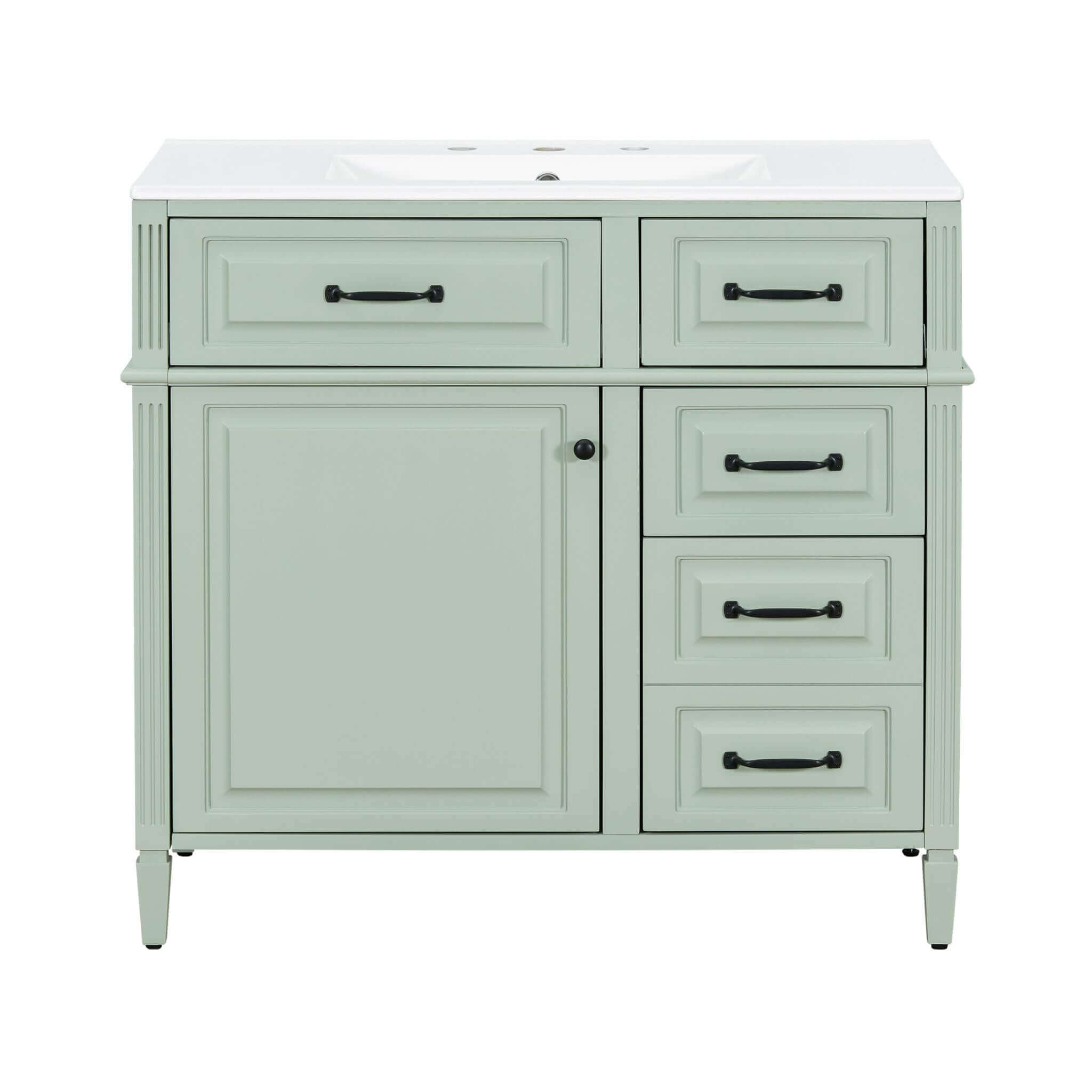 Nuvia 36-Inch Freestanding Bathroom Vanity With Ceramic Sink And Storage Cabinets [Faucet Not Included] (SAK41792) – SAKSBY W