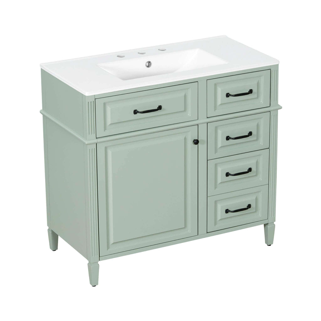Nuvia 36-Inch Freestanding Bathroom Vanity With Ceramic Sink And Storage Cabinets [Faucet Not Included] (SAK41792) – SAKSBY W