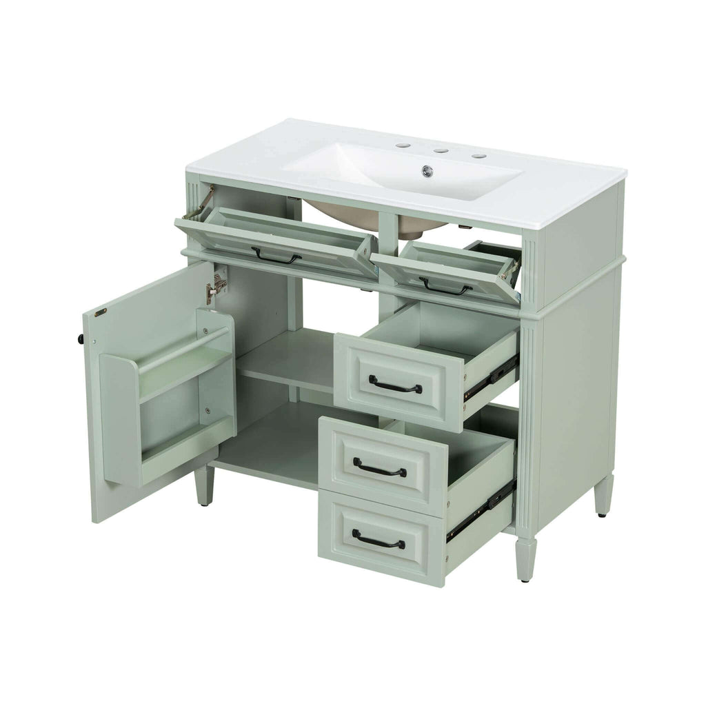 Nuvia 36-Inch Freestanding Bathroom Vanity With Ceramic Sink And Storage Cabinets [Faucet Not Included] (SAK41792) – SAKSBY W