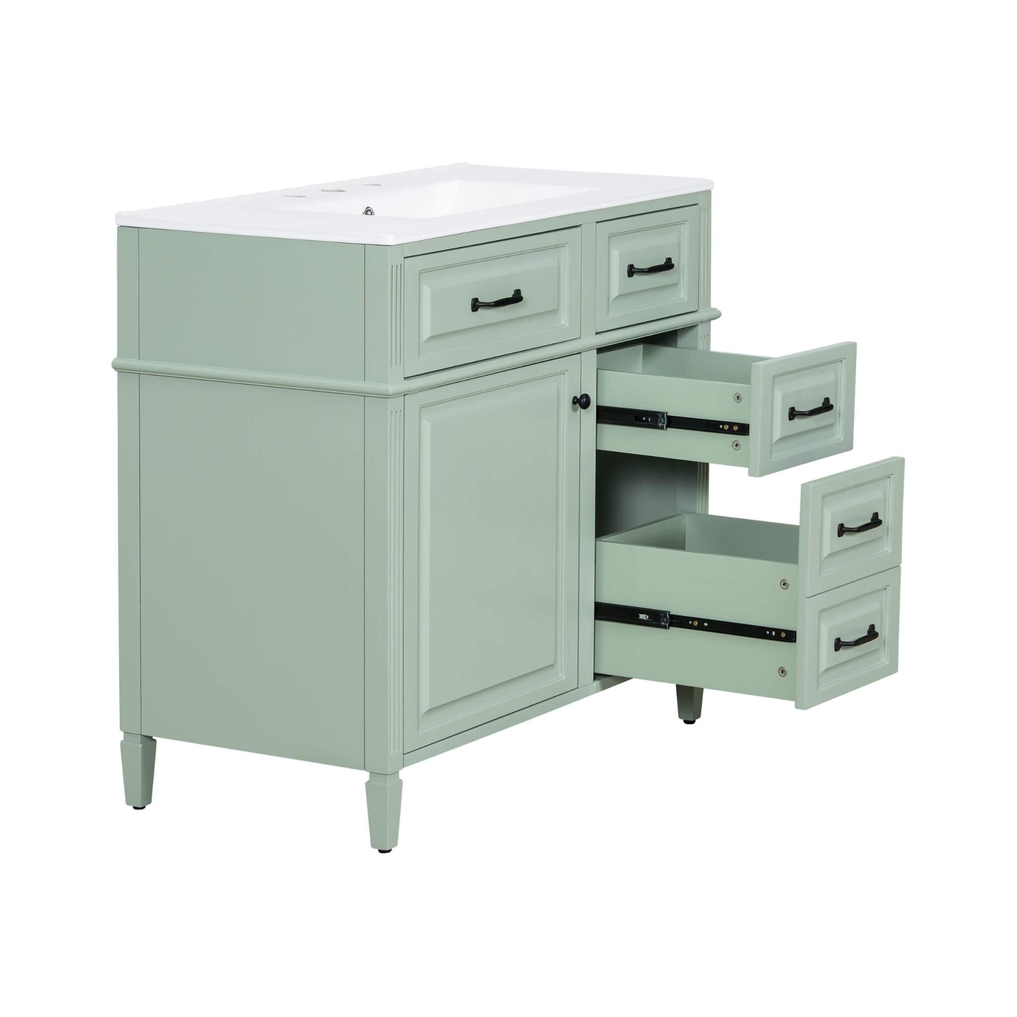 Nuvia 36-Inch Freestanding Bathroom Vanity With Ceramic Sink And Storage Cabinets [Faucet Not Included] (SAK41792) – SAKSBY W