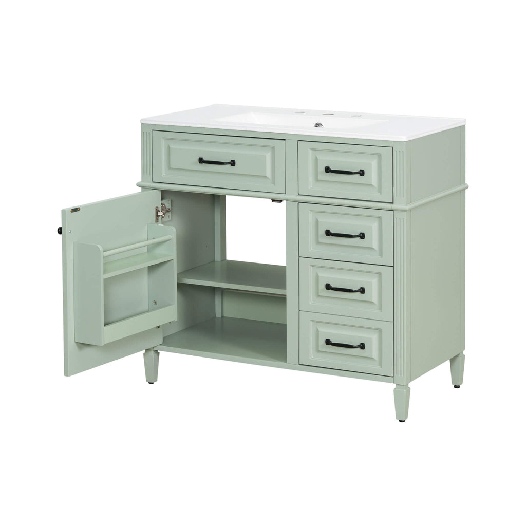 Nuvia 36-Inch Freestanding Bathroom Vanity With Ceramic Sink And Storage Cabinets [Faucet Not Included] (SAK41792) – SAKSBY W