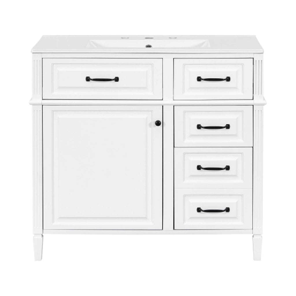 Nuvia 36-Inch Freestanding Bathroom Vanity With Ceramic Sink And Storage Cabinets [Faucet Not Included] (SAK41792) – SAKSBY W